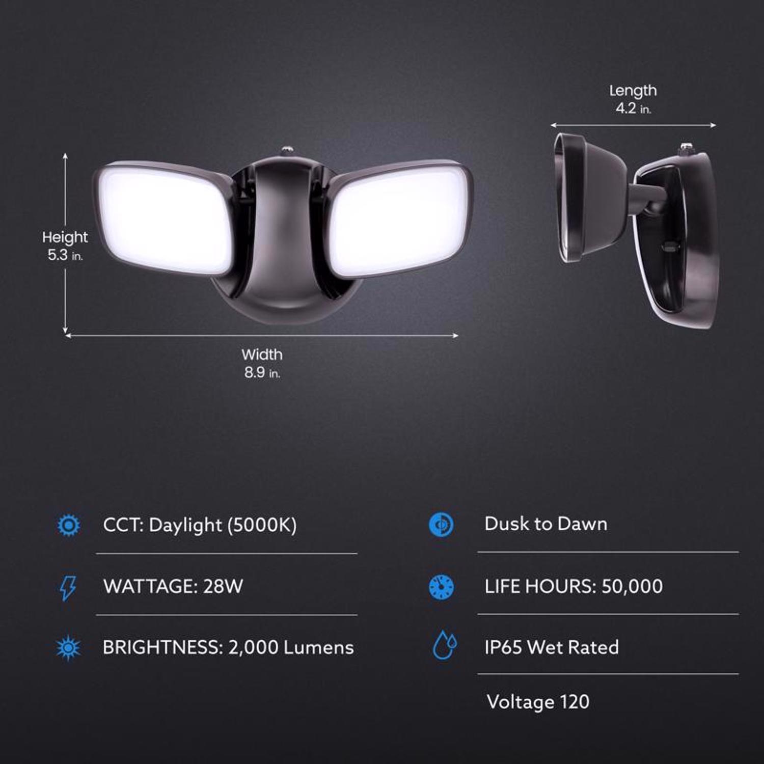 Feit LED Dusk to Dawn Hardwired LED Bronze Security Floodlight