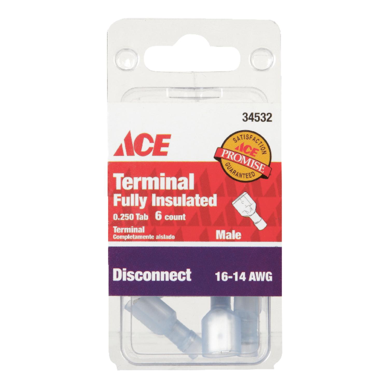 Ace Insulated Wire Male Disconnect Blue 6 pk