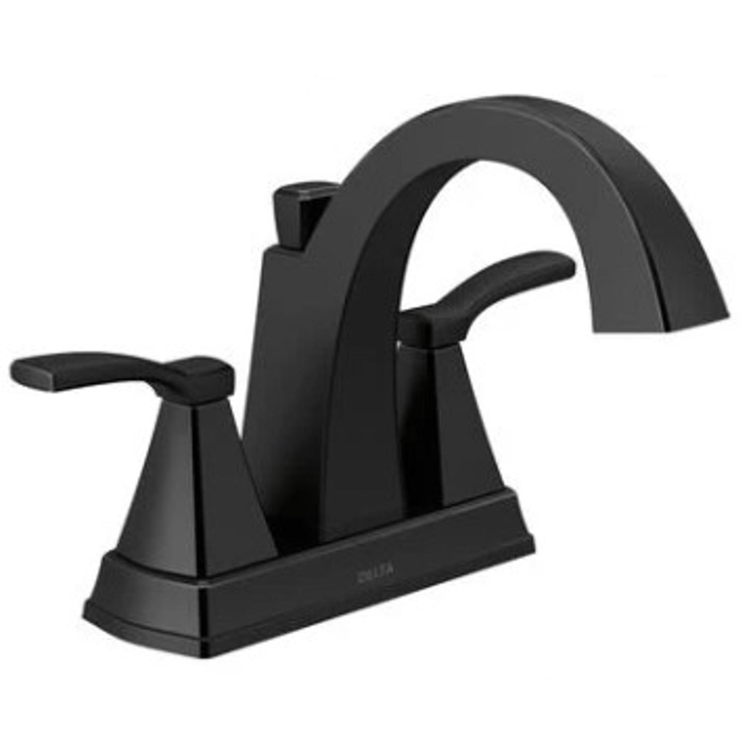 Delta Flynn Matte Black Traditional Centerset Bathroom Sink Faucet 4 in.