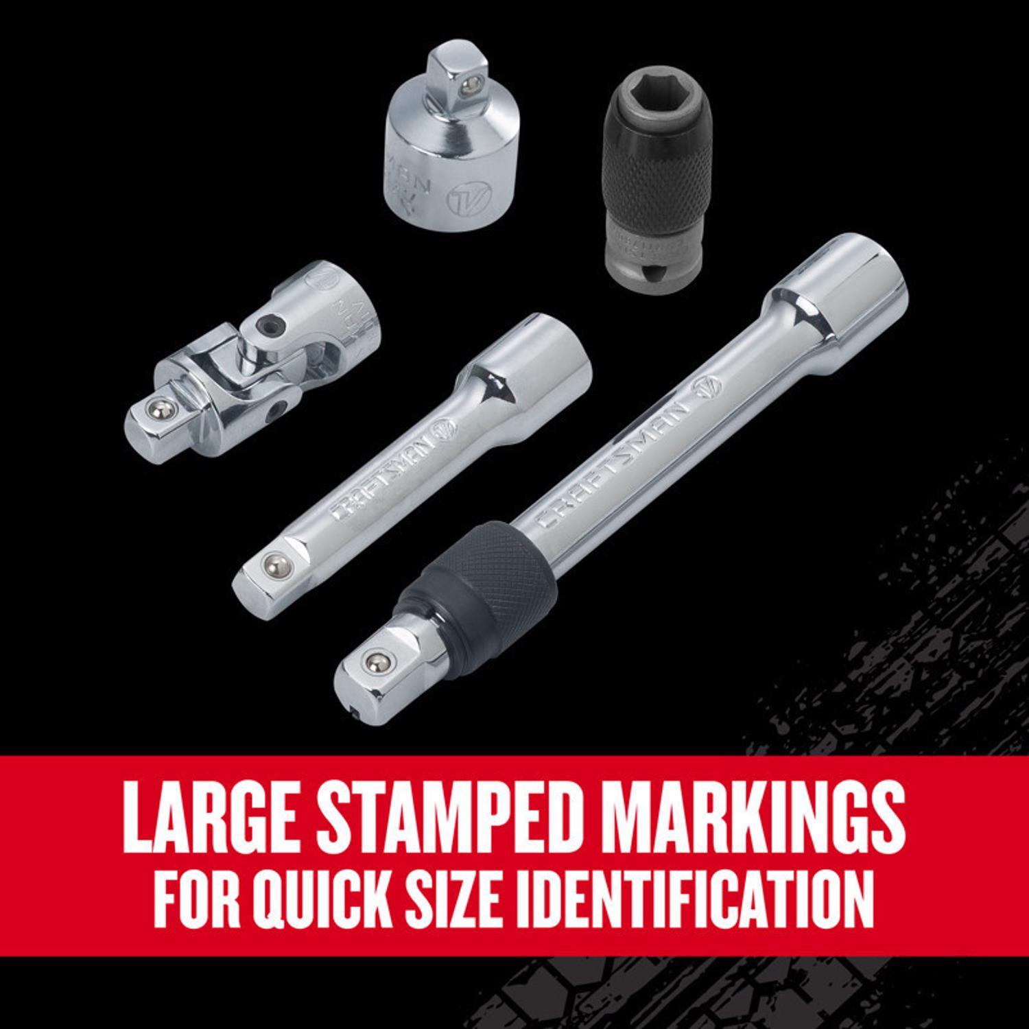 Craftsman V-Series 1/4, 3/8 and 1/2 in. drive Socket Accessory Set 10 pc