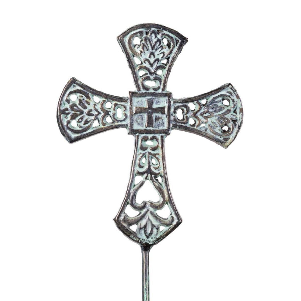 Evergreen Memorial Garden Stake, Metal Cross Garden Stake 2 Asst