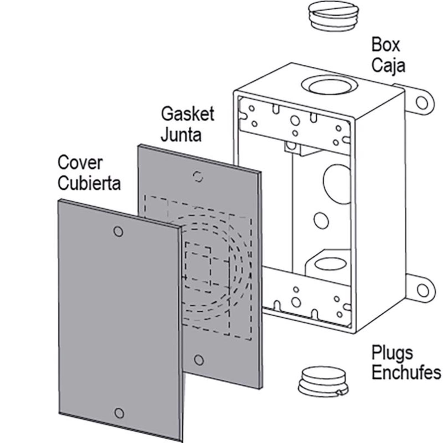 Sigma Engineered Solutions Rectangle Stamped Steel 1 gang 4.52 in. H X 2.77 in. W Flat Box Cover