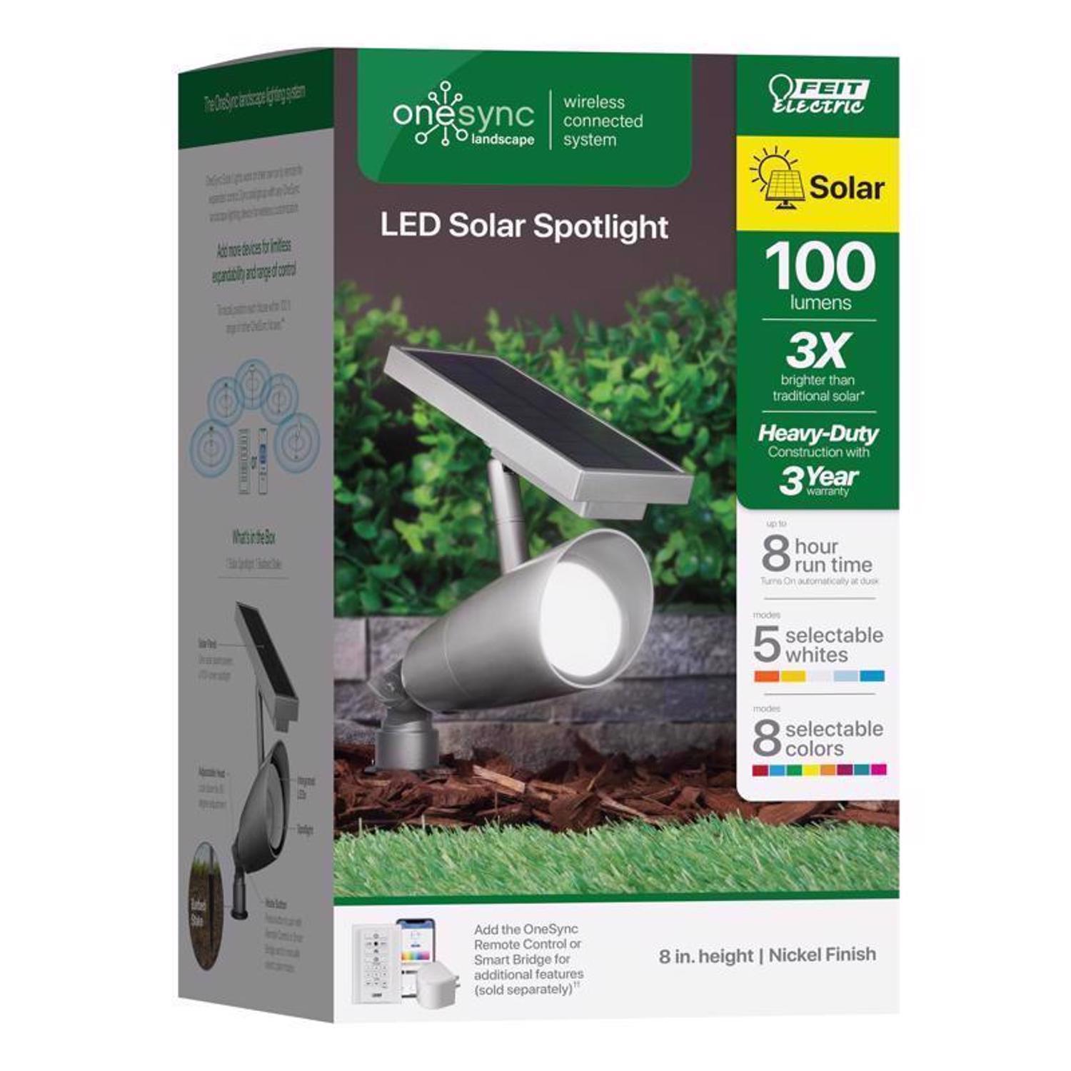 Feit OneSync Brushed Nickel Solar Powered 1 W LED Spotlight 1 pk