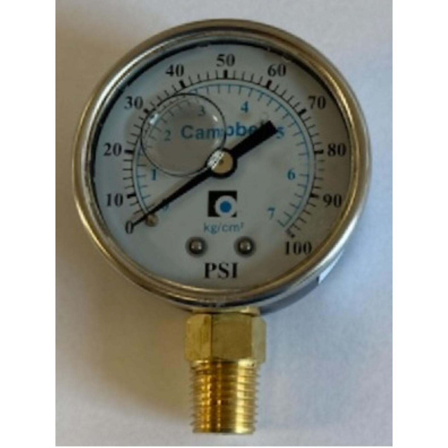 Campbell Stainless Steel 1/4 in. Liquid Filled Pressure Guage