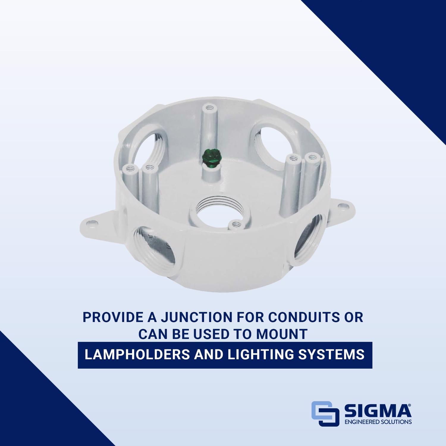 Sigma Engineered Solutions New Work 16 cu in Round Die-Cast Metal Weatherproof Box White