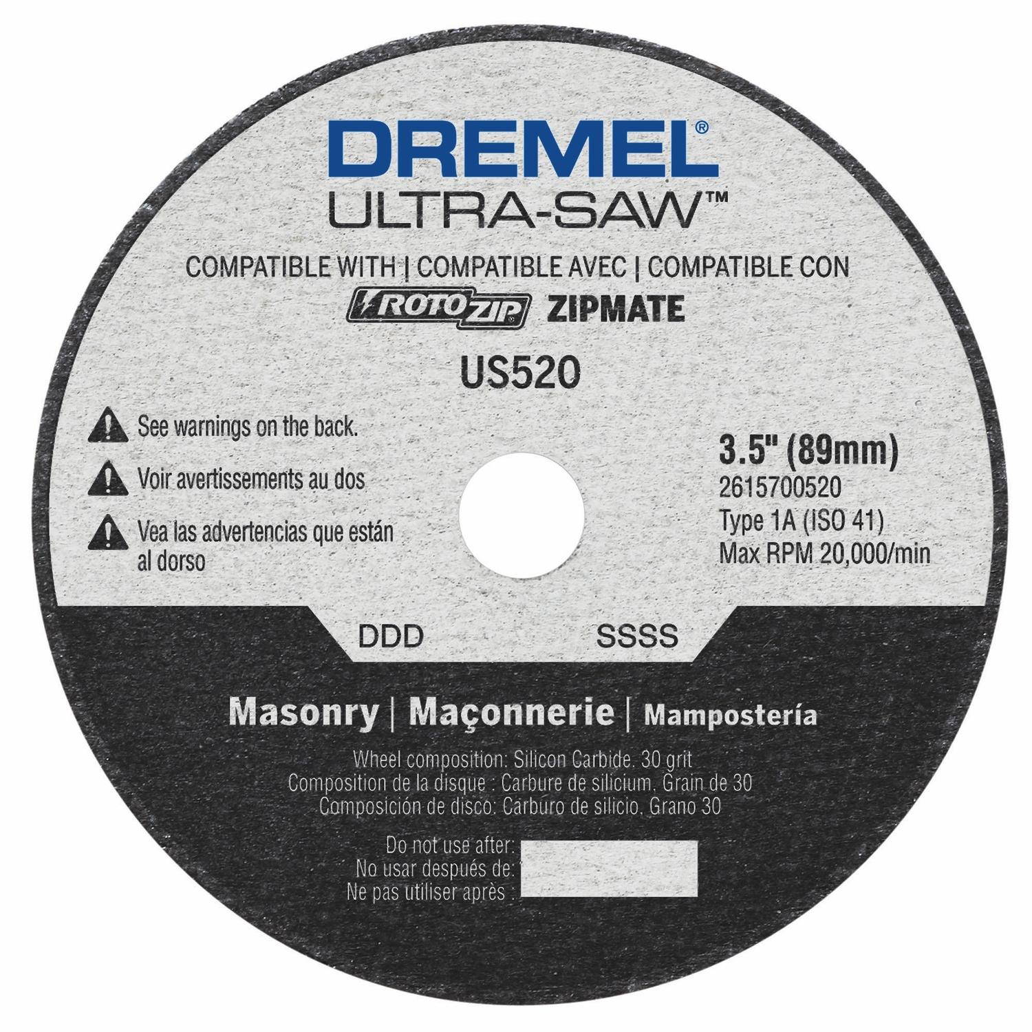 Dremel Ultra-Saw 3-1/2 in. D X 1/2 in. X 0.094 in. thick Silicon Carbide Masonry Cutting Wheel 1 pk