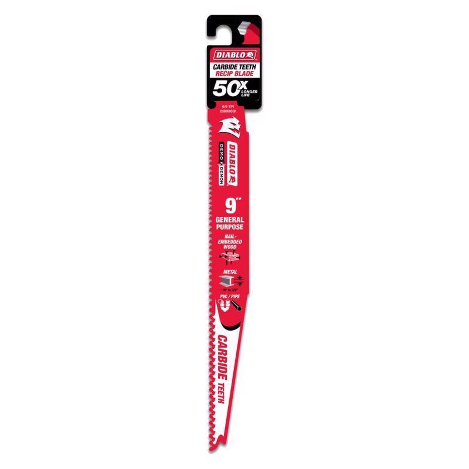 Diablo Demo Demon 9 in. Carbide Tipped General Purpose Reciprocating Saw Blade 6/9 TPI 1 pk