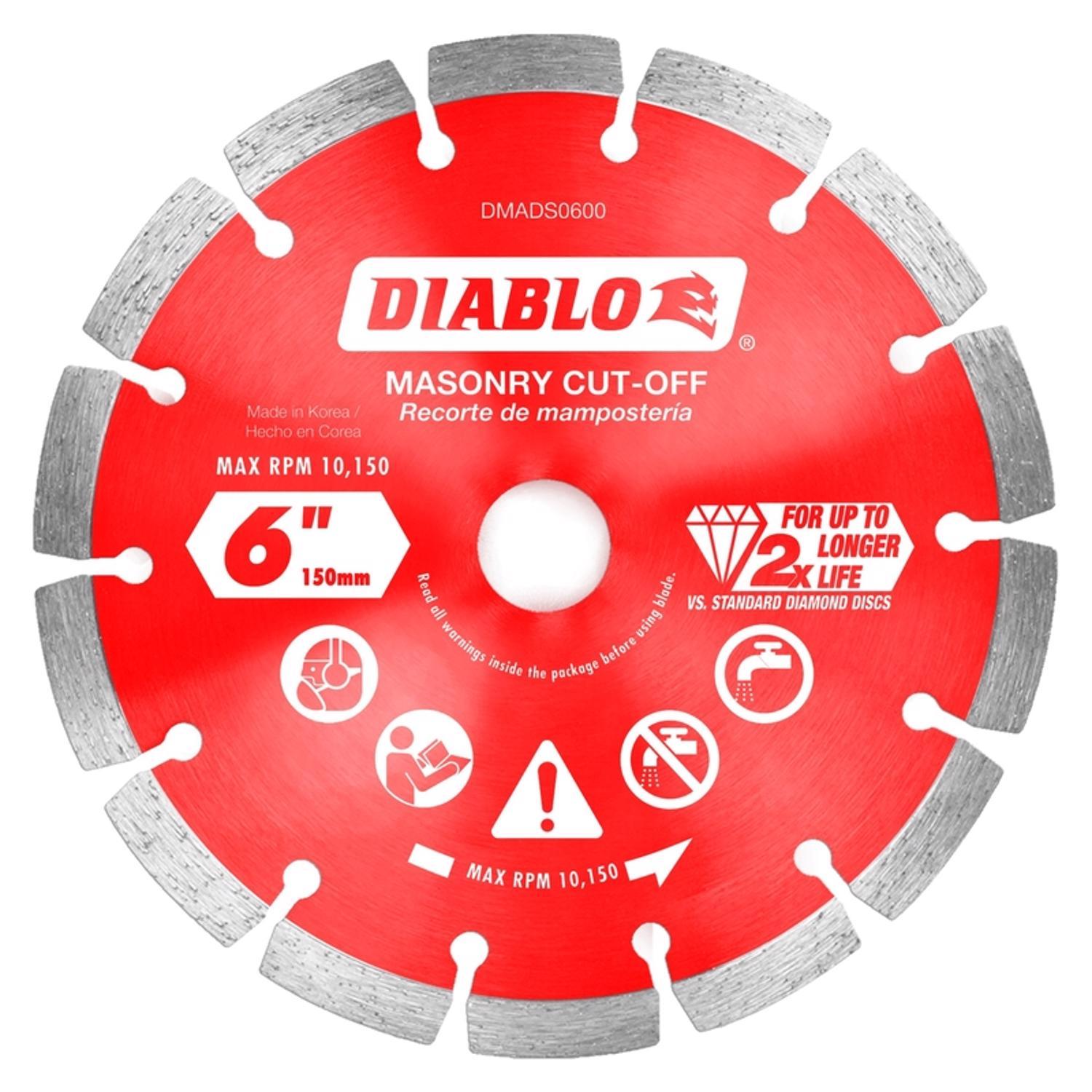 Diablo 6 in. D X 7/8 in. X.094 in. thick Diamond Masonry Cut-Off Disc 1 pk