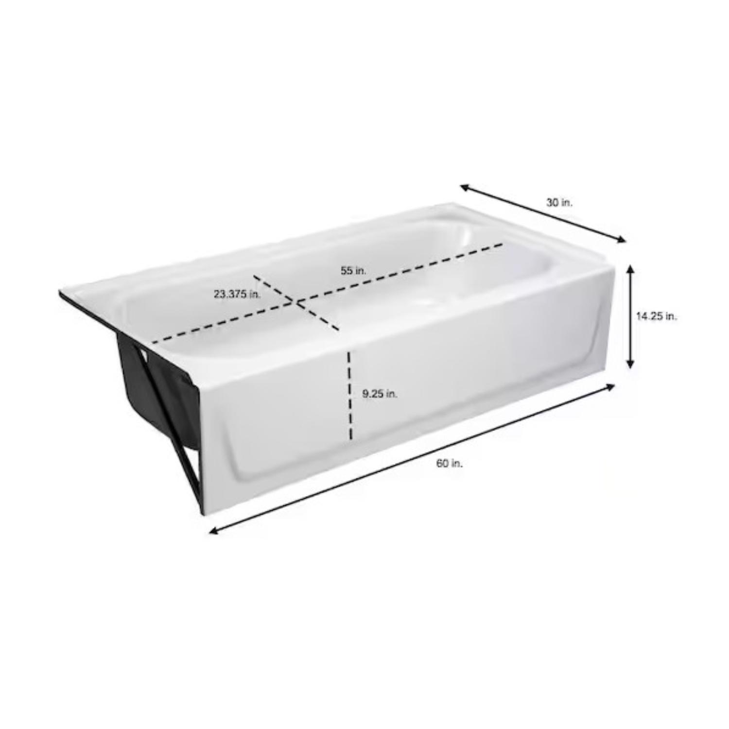 Bootz 14.25 in. H X 30 in. W X 60 in. L White Bathtub