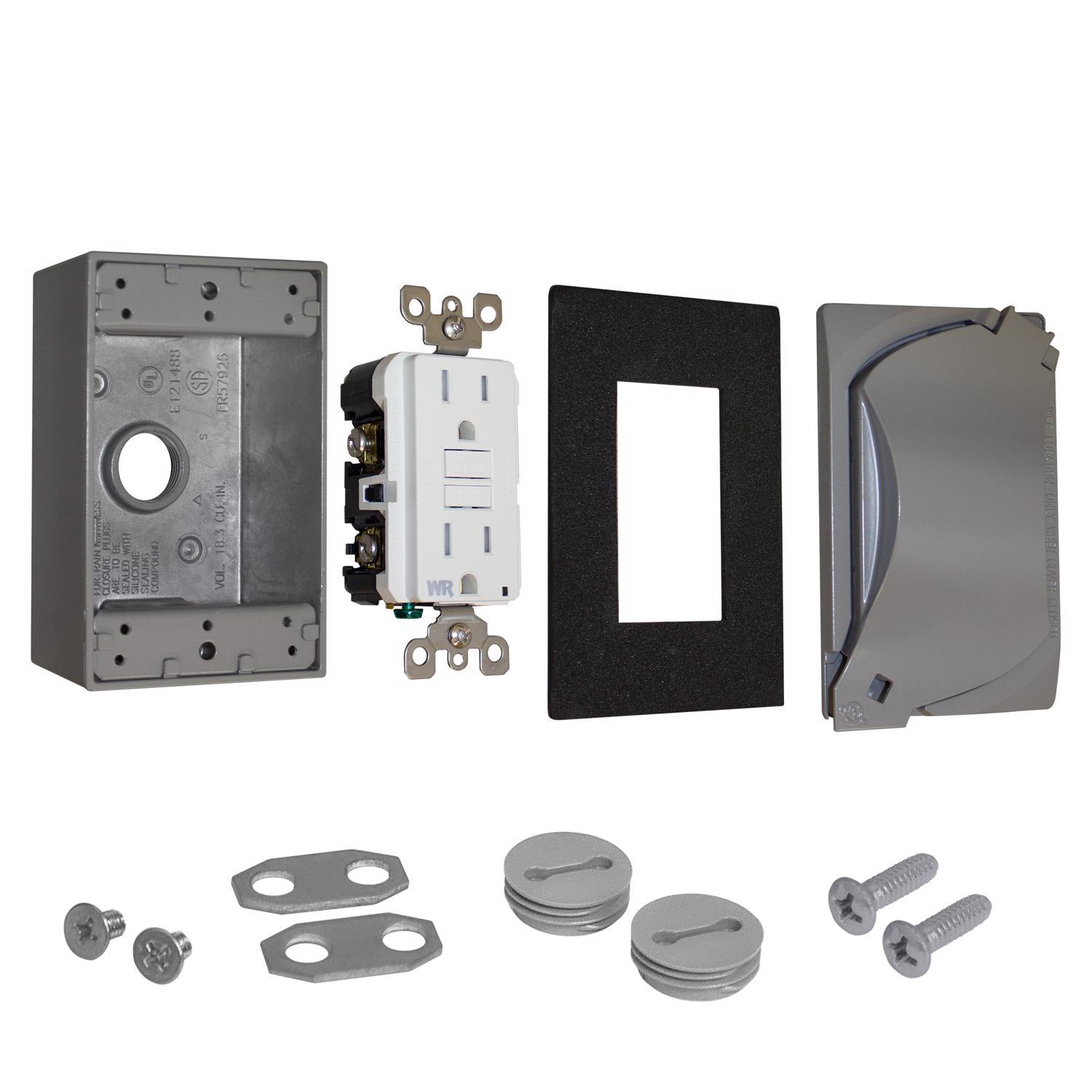 Sigma Engineered Solutions Rectangle Die-Cast Metal 1 gang 4.58 in. H X 2.83 in. W GFCI Outlet Kit