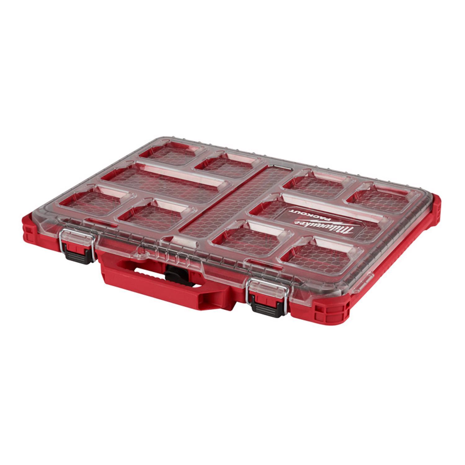 Milwaukee PACKOUT Organizer Impact-Resistant Poly 10 compartments Red
