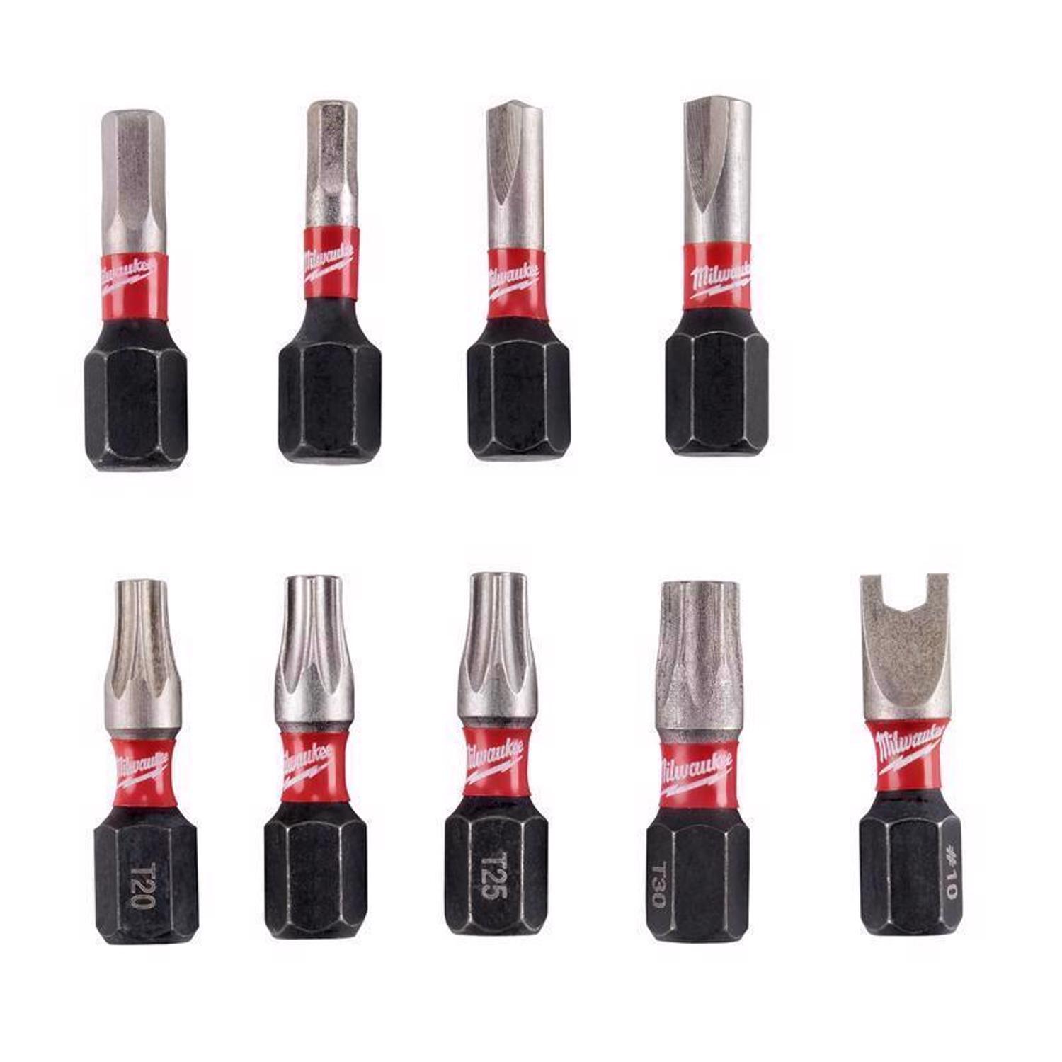 Milwaukee Shockwave Assorted 1 in. L Impact Security Insert Bit Set Steel 9 pc
