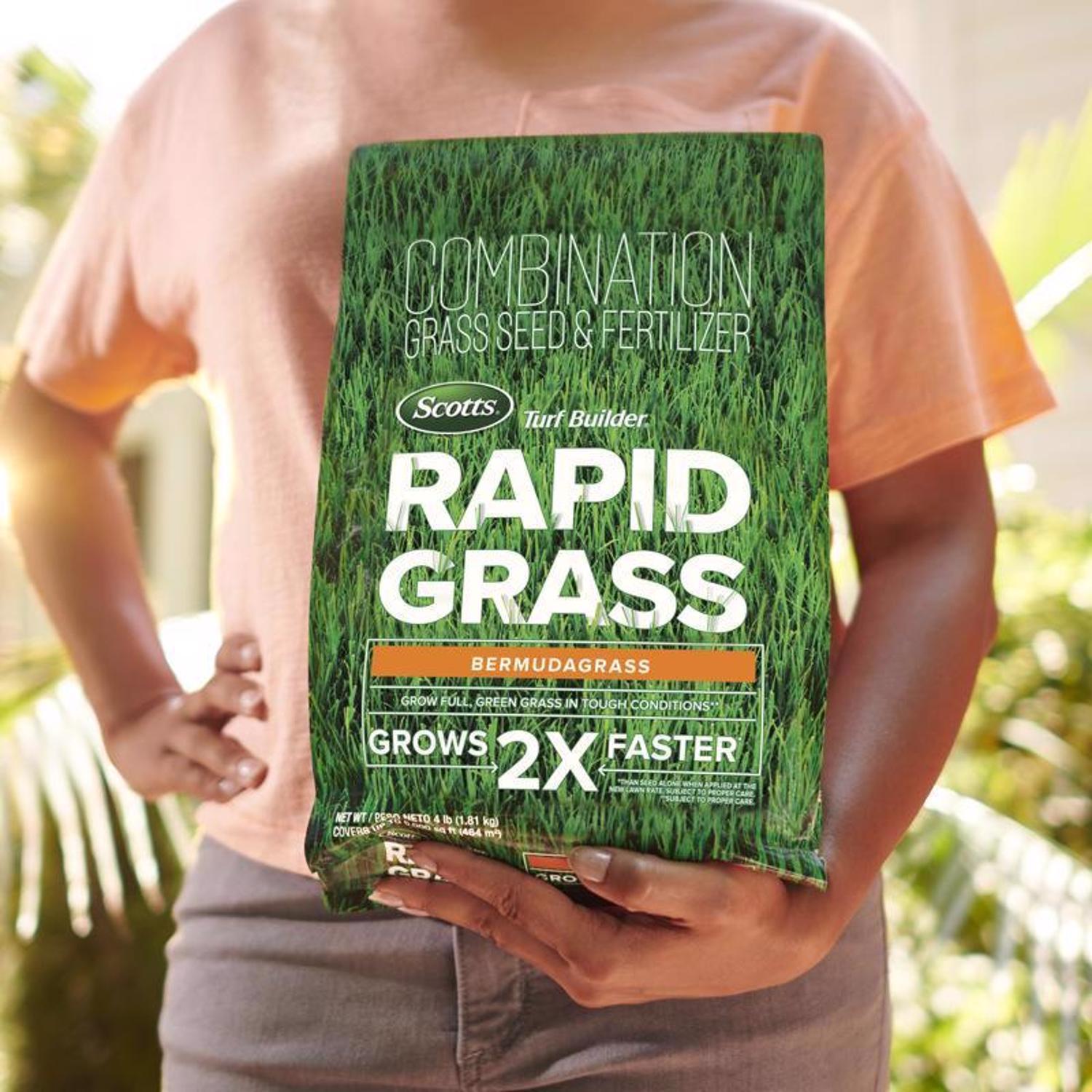 Scotts Turf Builder Rapid Grass Bermuda Grass Full Sun Grass Seed and Fertilizer 4 lb