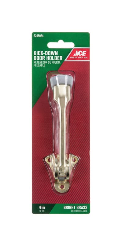 Ace 4 in. W Metal Bright Gold Kick-Down Door Holder Mounts to door and wall 0 in.