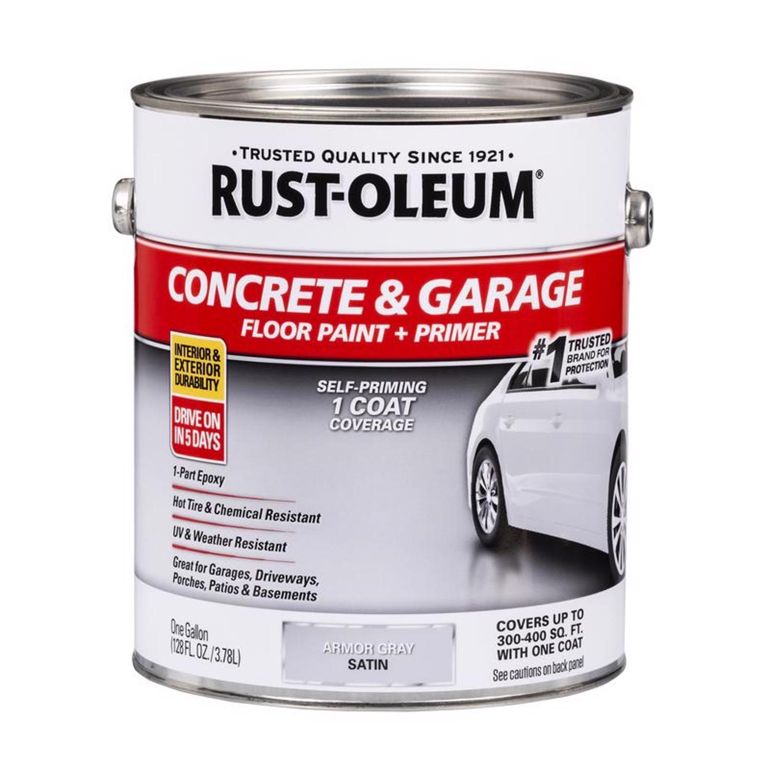 Rust-Oleum Satin Armor Gray Water-Based Acrylic Concrete & Garage Floor Paint 1 gal
