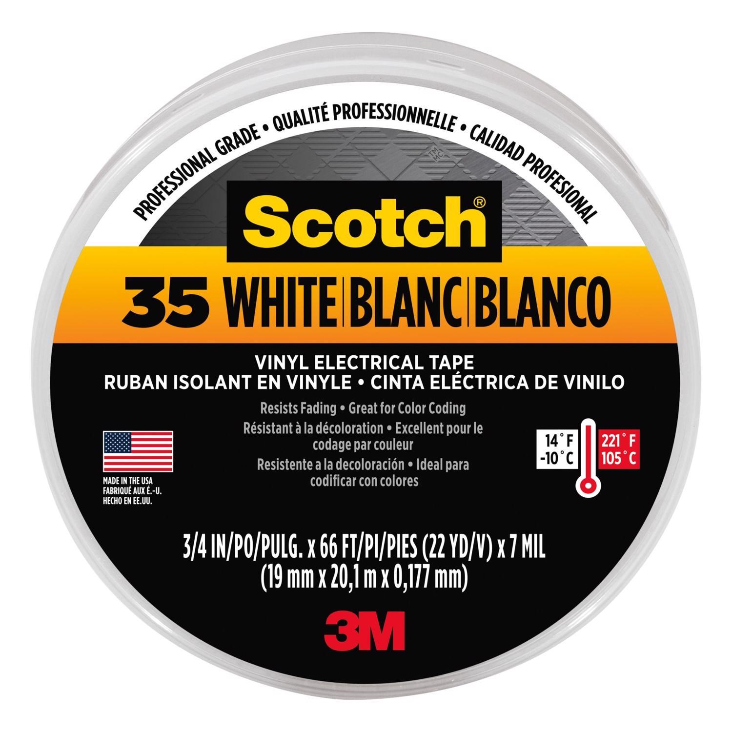 Scotch 3/4 in. W X 66 ft. L White Vinyl Electrical Tape