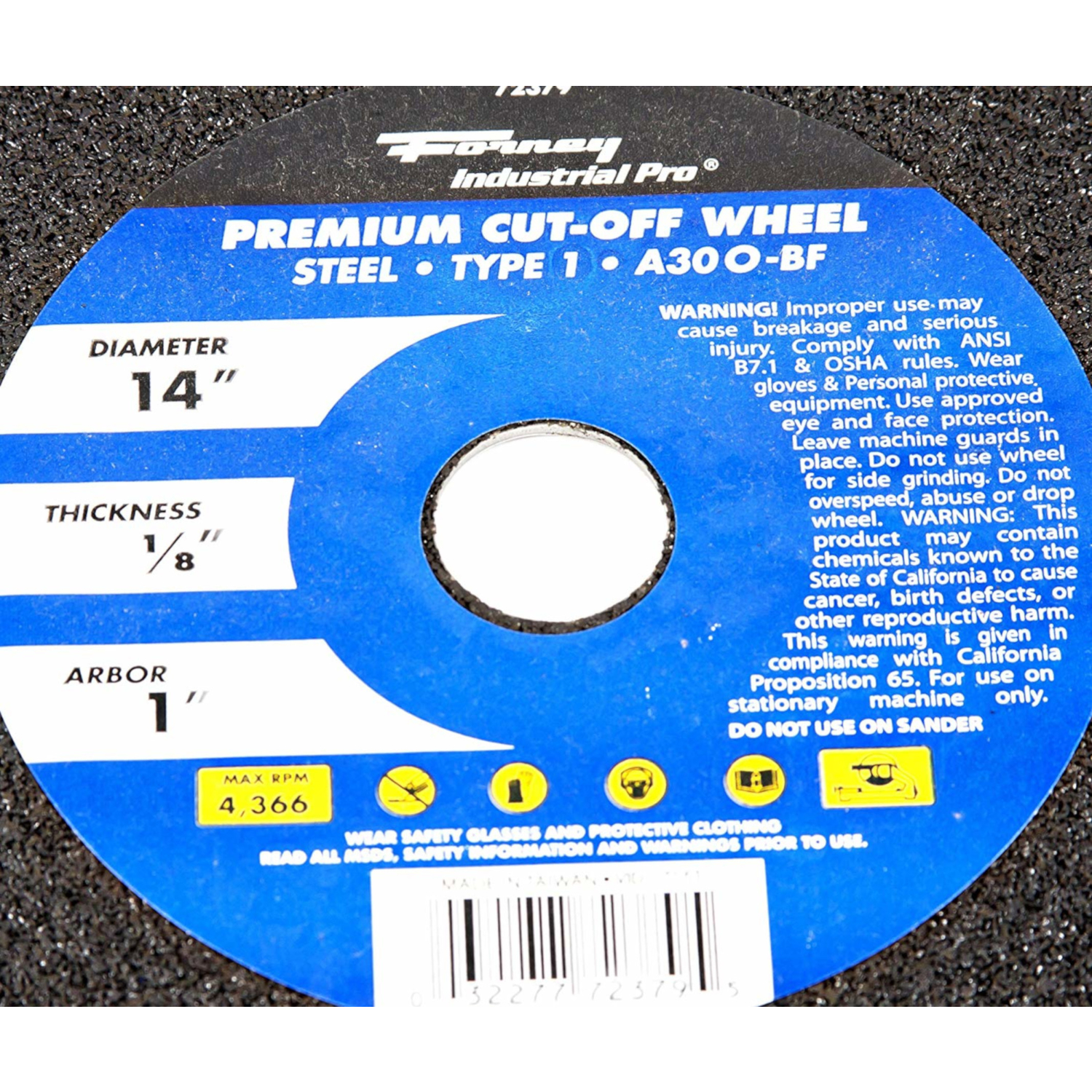 Forney 14 in. D X 1 in. Aluminum Oxide Metal Cutting Wheel 1 pc
