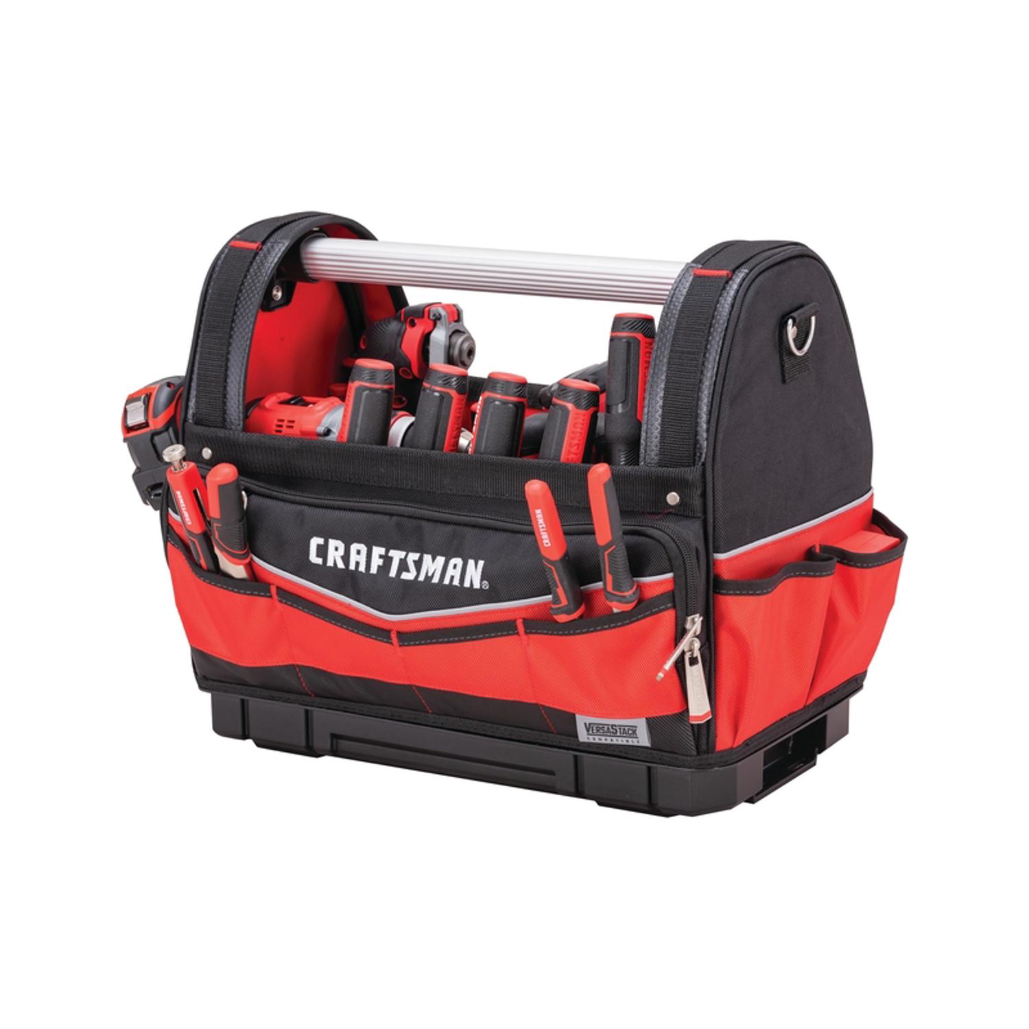 CRAFTSMAN VERSASTACK 8.875 in. W X 13.375 in. H Polyester Tool Tote 32 pocket Black/Red 1 pc