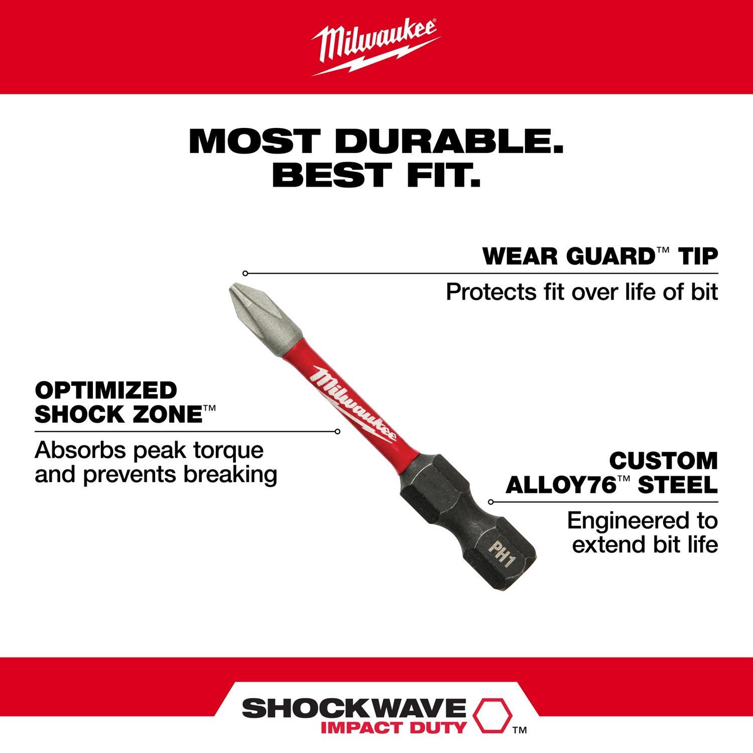 Milwaukee Shockwave Assorted Driver Bit Set Alloy Steel 55 pc