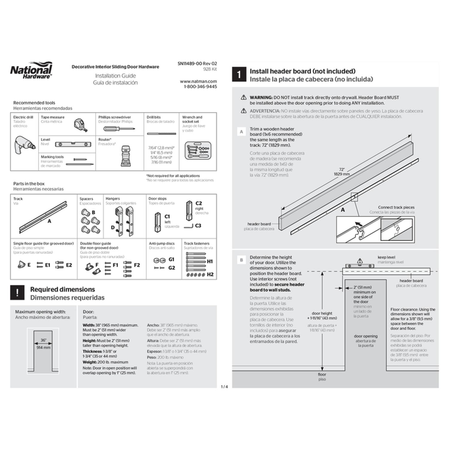 National Hardware Classic 96 in. L Matte Black Steel Barn Door Hanger Kit 1 pc
