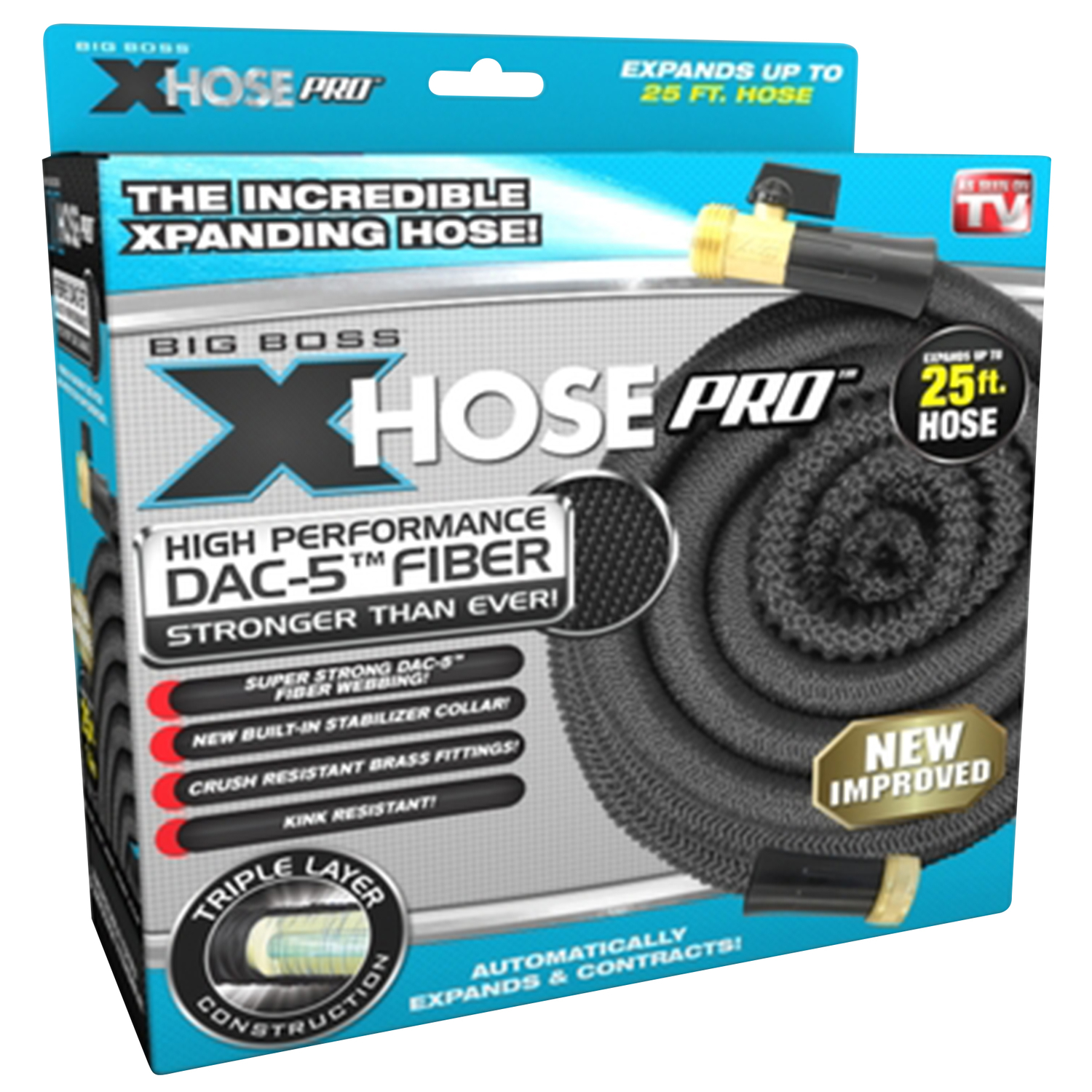 Big Boss x hose 5/8in. D x 25in. L Heavy Duty Commercial Grade Expandable Garden Hose
