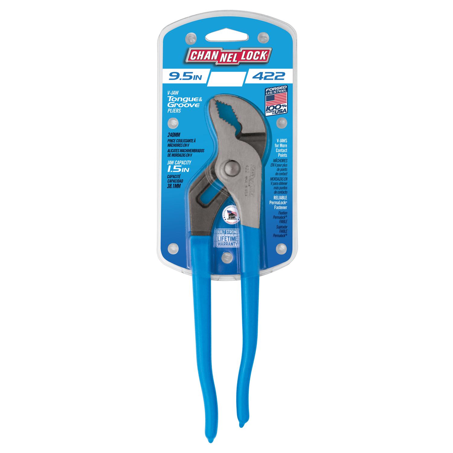 Channellock 9.5 in. Steel V-Jaw Tongue and Groove Pliers