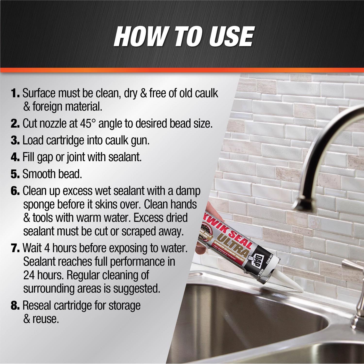 DAP Kwik Seal Ultra White Siliconized Acrylic Kitchen and Bath Sealant 10.1 oz