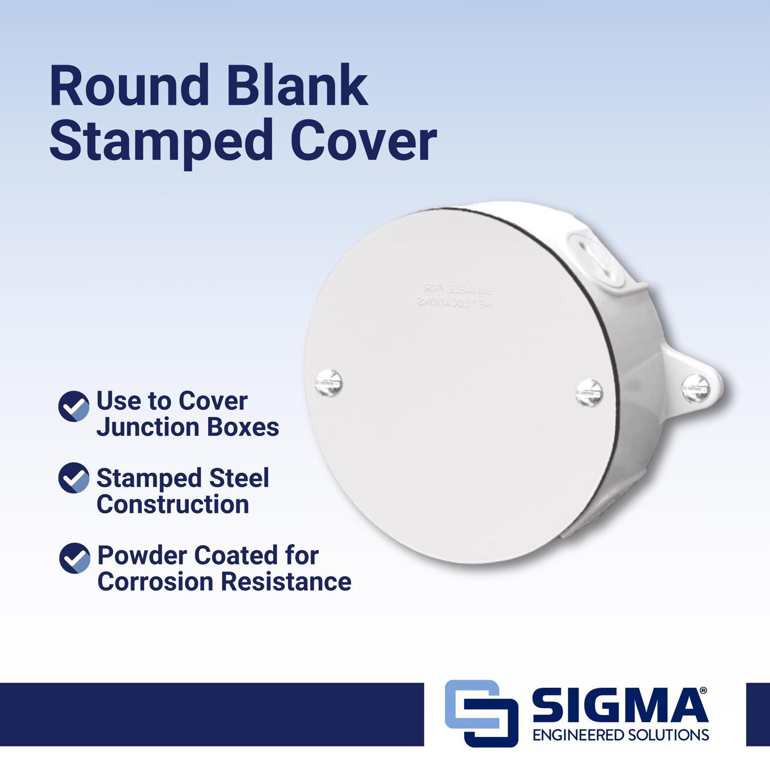 Sigma Engineered Solutions Round Stamped Steel 4.13 in. H X 4.13 in. W Flat Box Cover