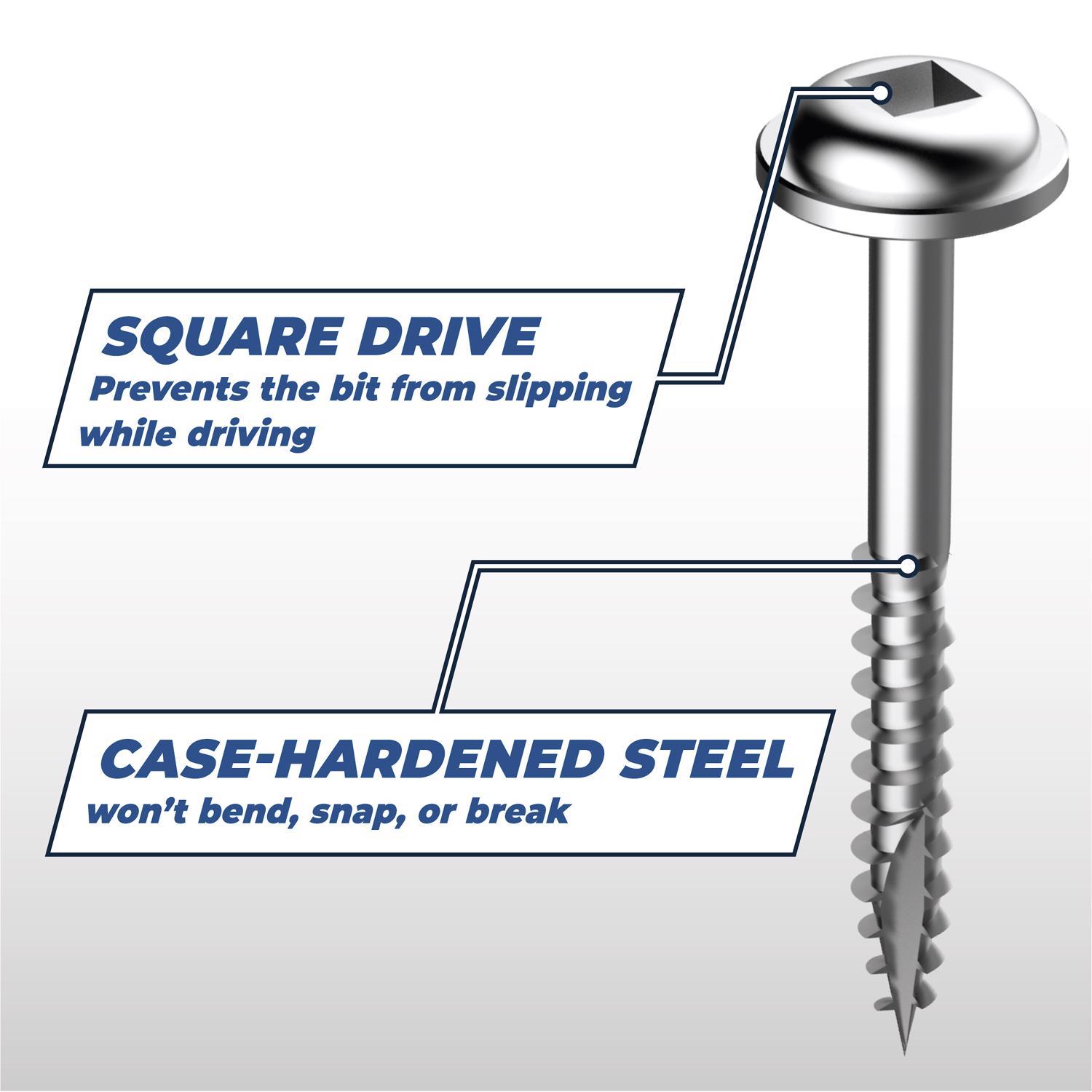 Kreg No. 7 X 1-1/4 in. L Square Zinc-Plated Fine Pocket-Hole Screw 250 pk