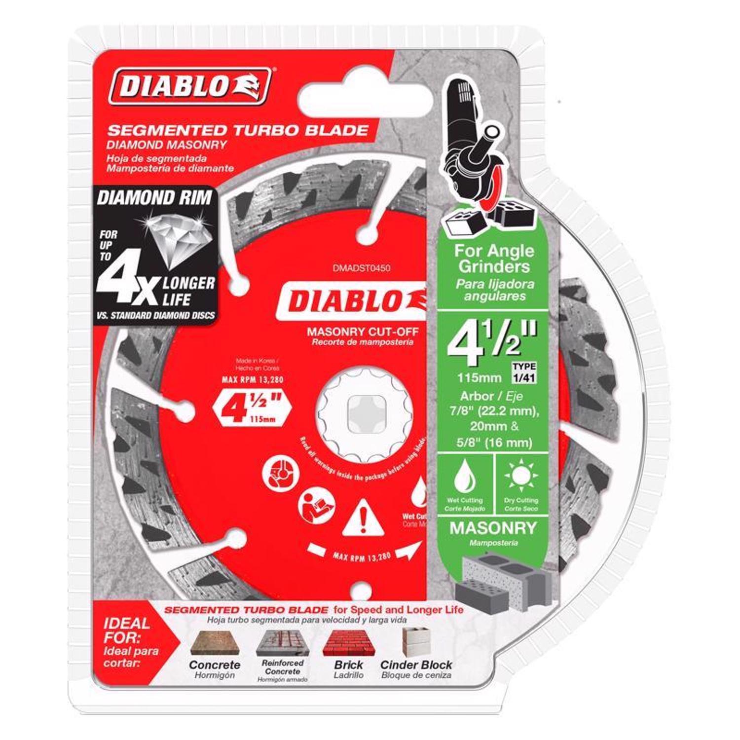 Diablo 4-1/2 in. D X 7/8 in. X.094 in. thick Diamond Segmented Turbo Masonry Cut-Off Disc