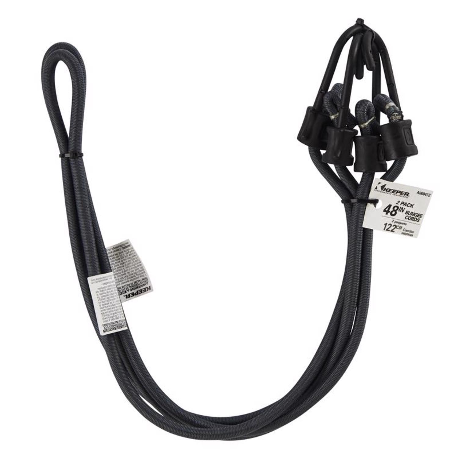Keeper Black/Gray Bungee Cord 48 in. L X 0.315 in. 2 pk
