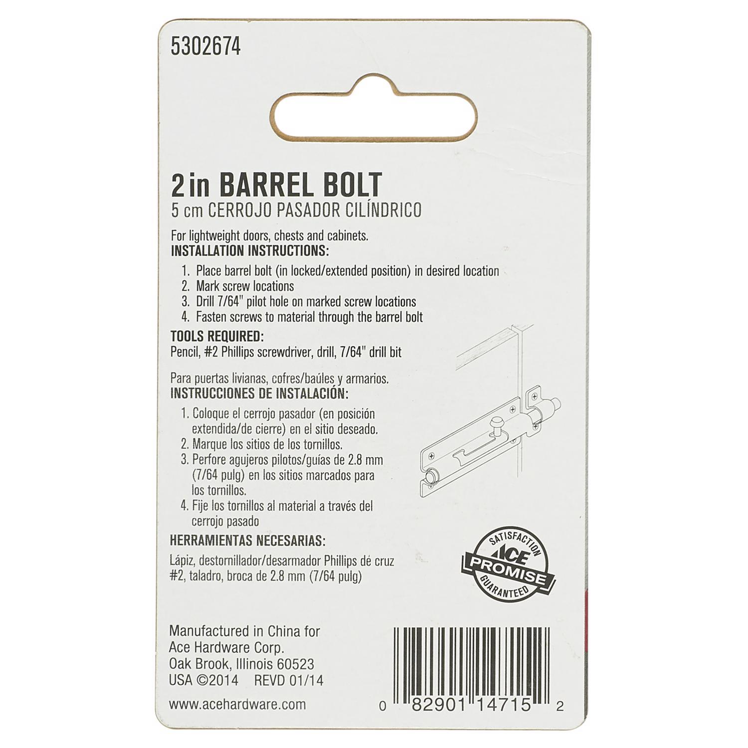 Ace 0.62 in. L White Steel Barrel Bolt 1 pk