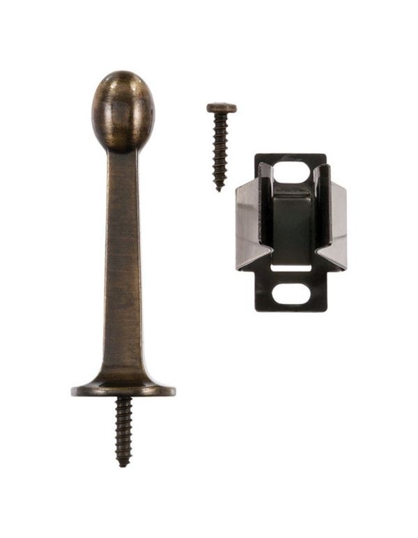 Ace Metal Rigid Door Stop with Holder 3 in. L Antique Brass