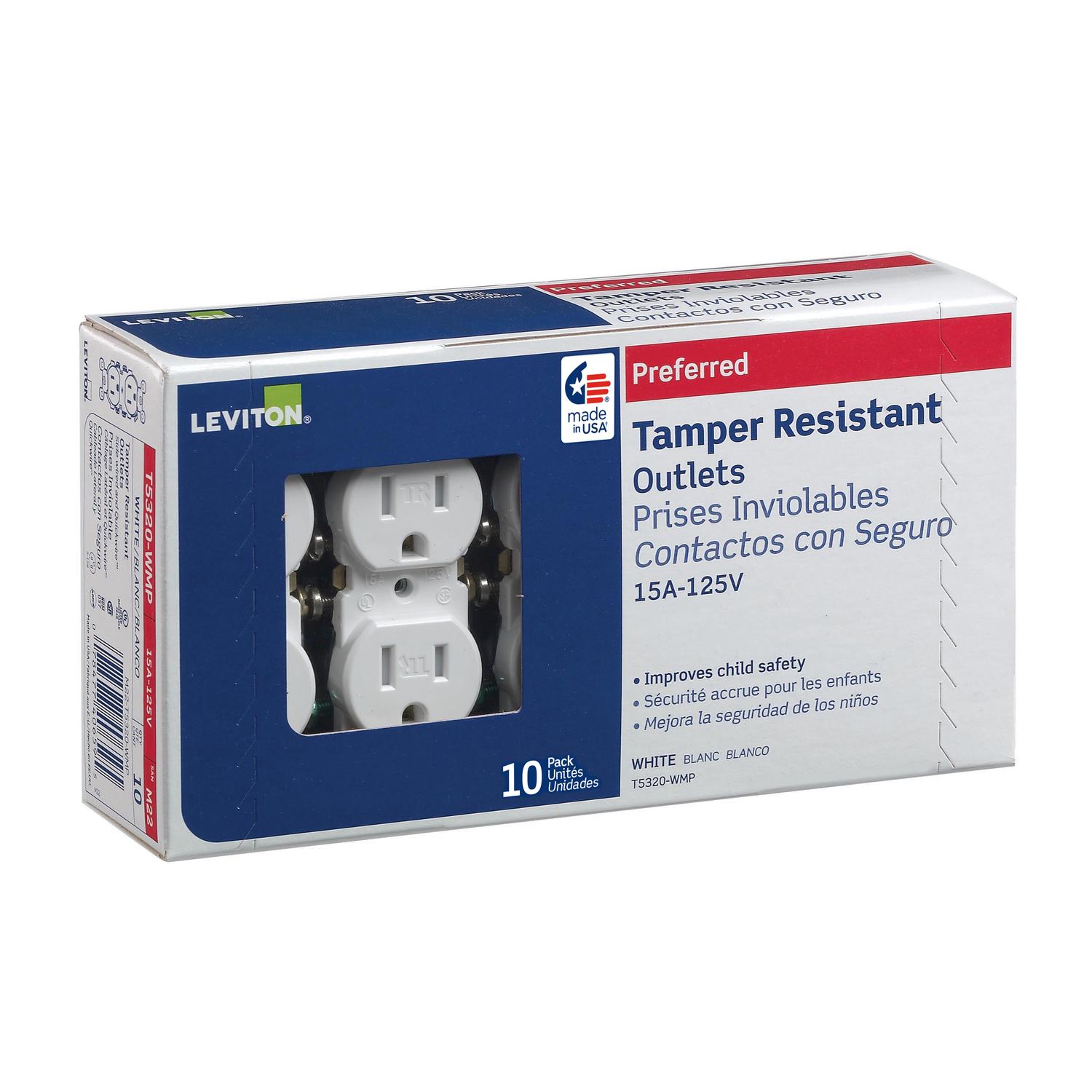 Leviton 15 amps 125 V Duplex White Outlet 5-15R 10 pk