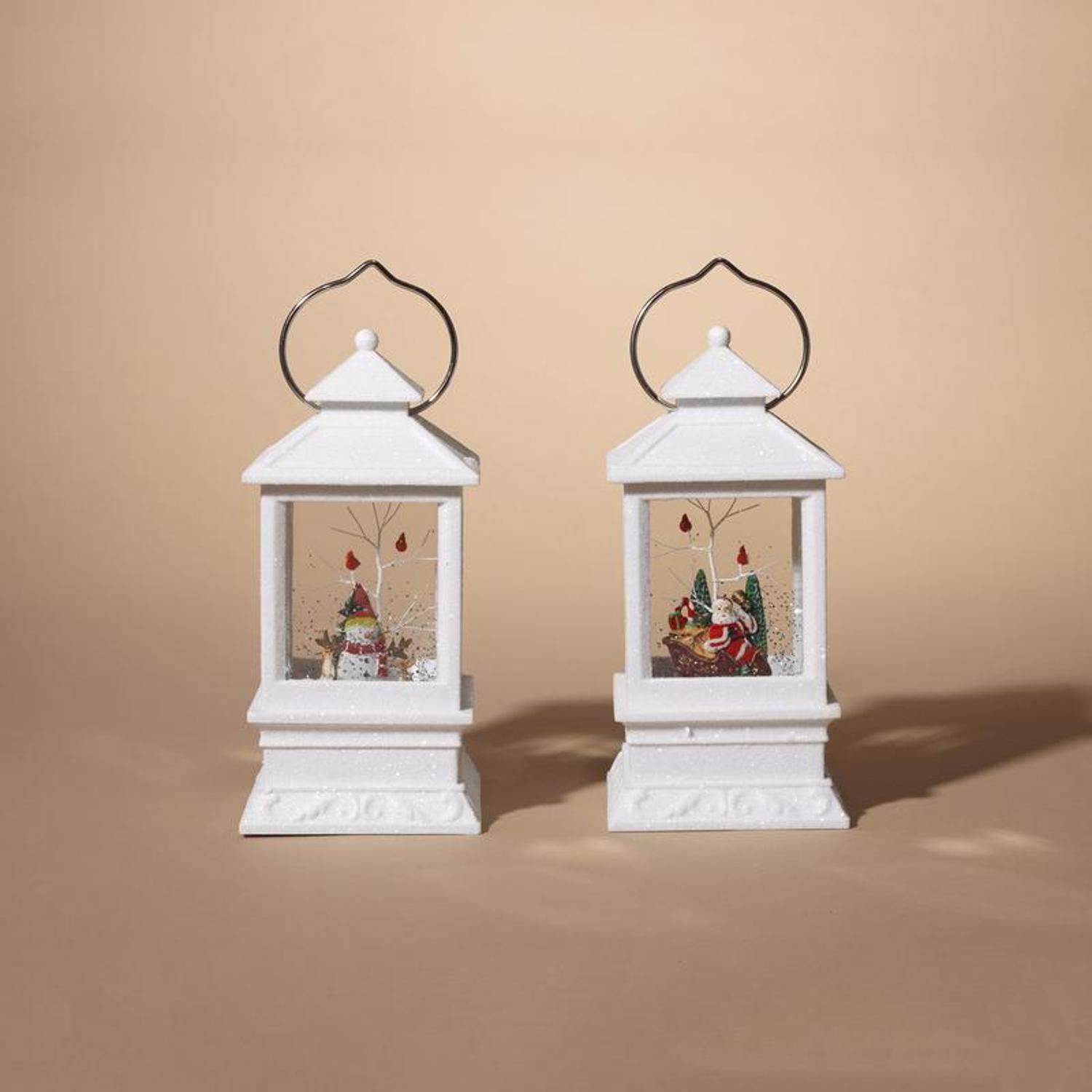 Gerson White Spinning Water Globe Lantern 8.5 in.