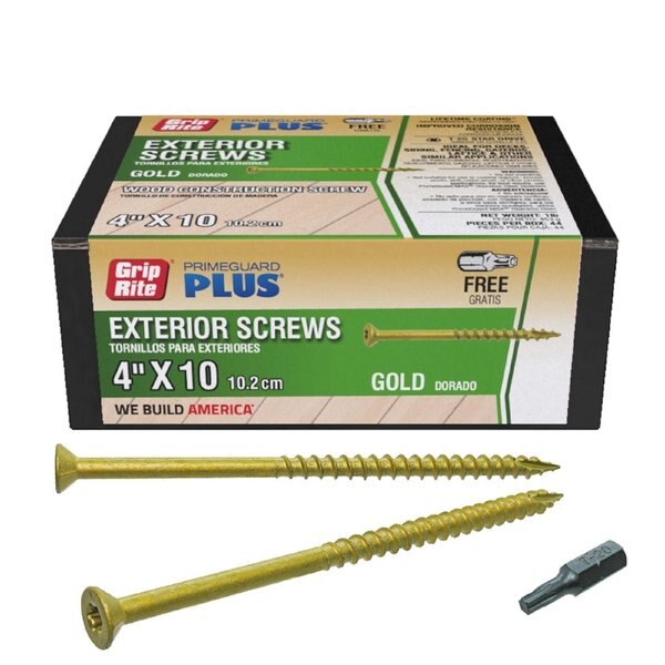 Grip-Rite PrimeGuard Plus #10 x 4 in. L Gold Star Flat Head Deck Screws
