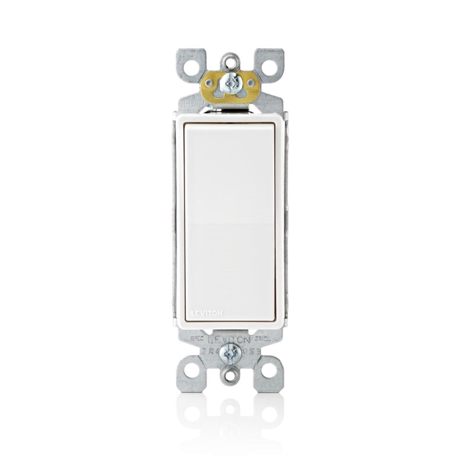 Leviton 15 amps 3-Way Antimicrobial Treated Rocker AC Quiet Switch White 1 pk