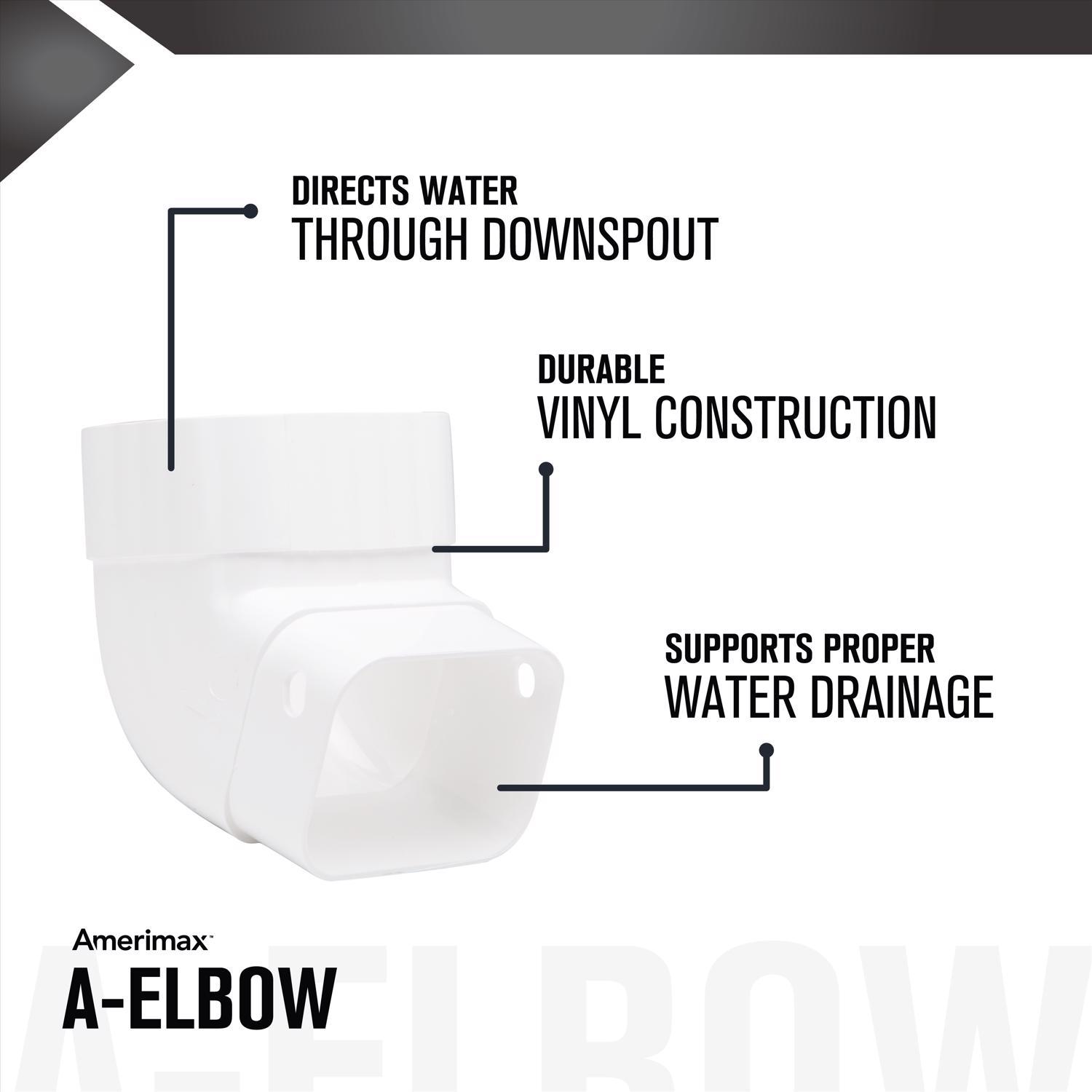 Amerimax 4.25 in. H X 3.25 in. W X 4.25 in. L White Vinyl K Gutter Elbow