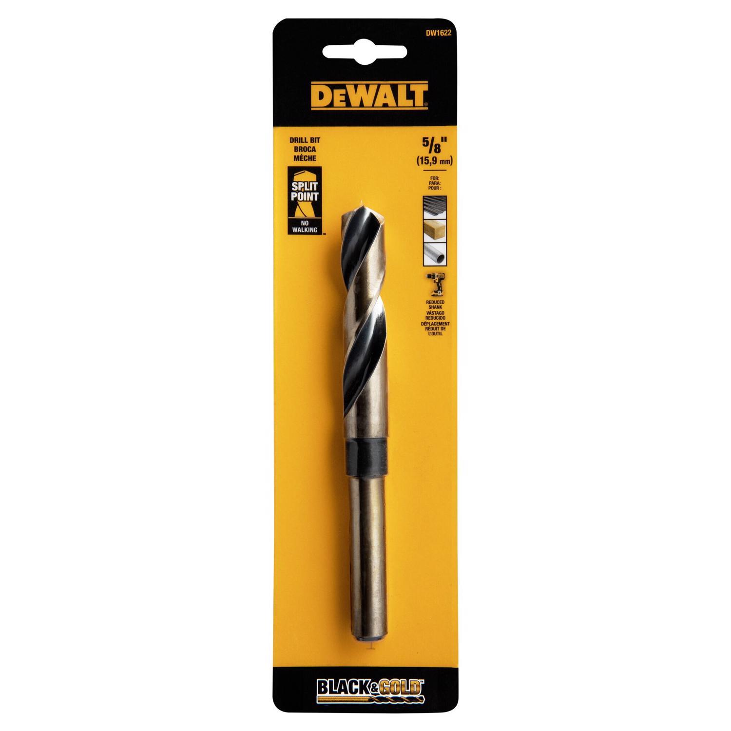 DEWALT Black & Gold 5/8 in. X 6 in. L High Speed Steel Split Point Twist Drill Bit Straight Shank 1