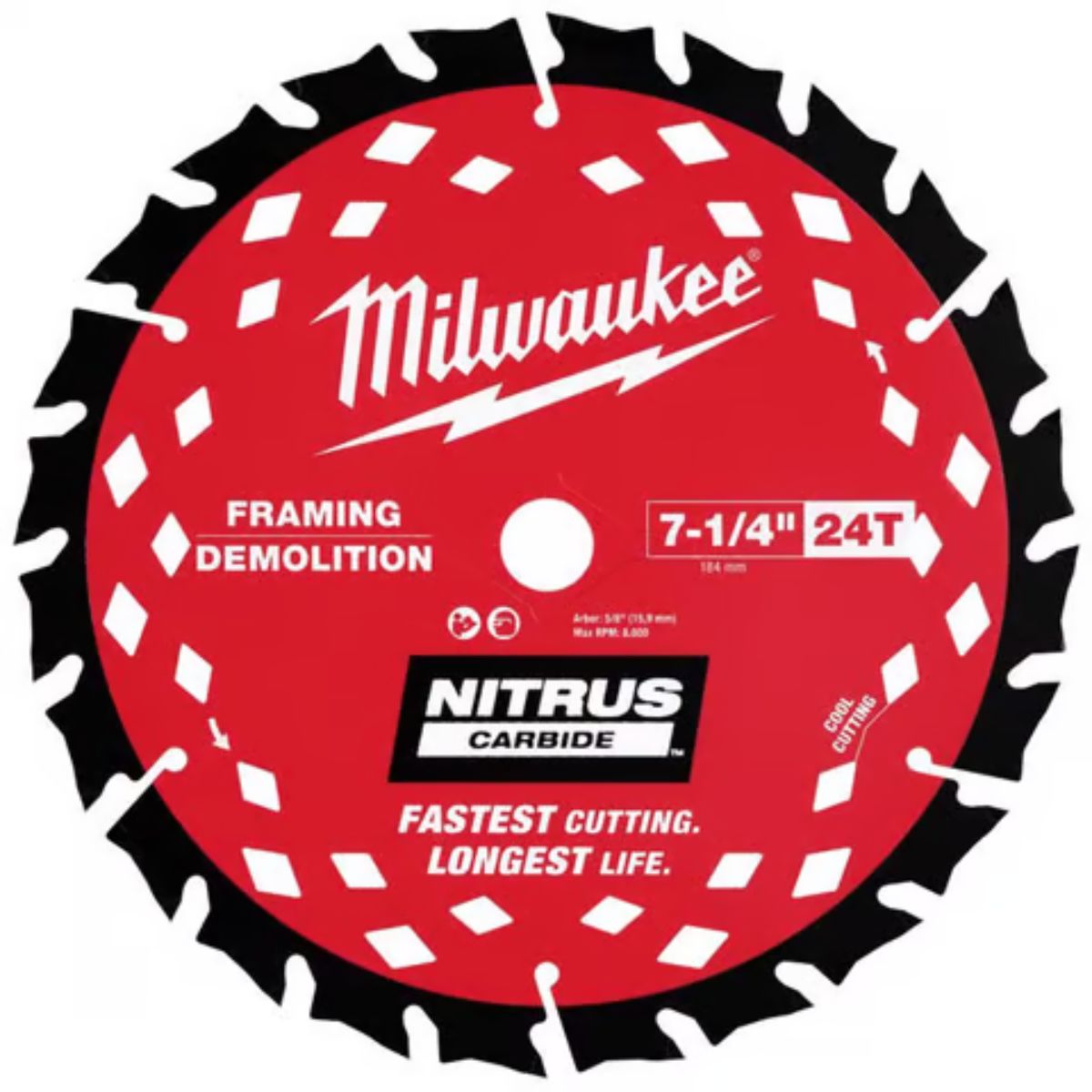 Milwaukee NITRUS Carbide 7-1/4 in. D Framing & Demolition Circular Saw Blade 1 Pack