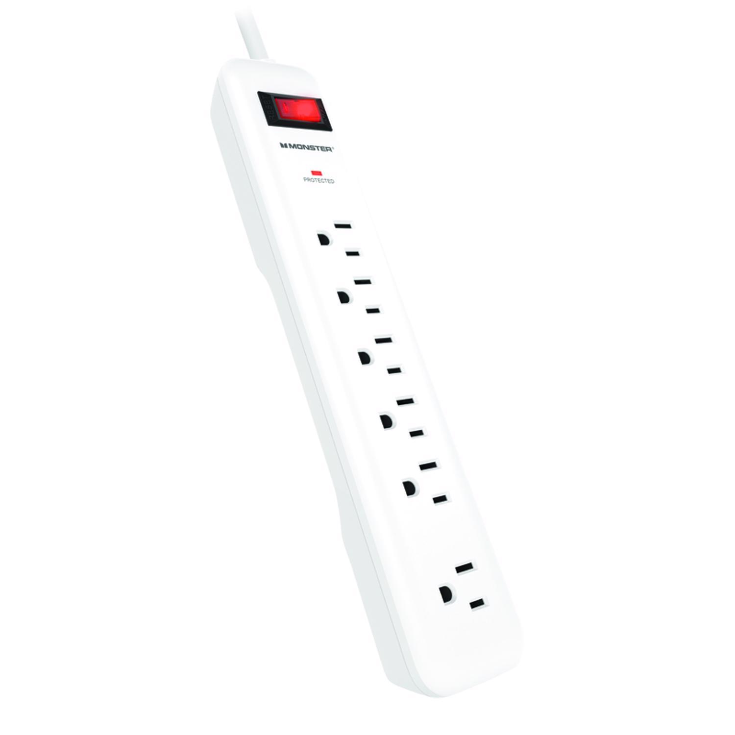 Monster Just Power It Up 8 ft. L 6 outlets Surge Protector White 1080 J
