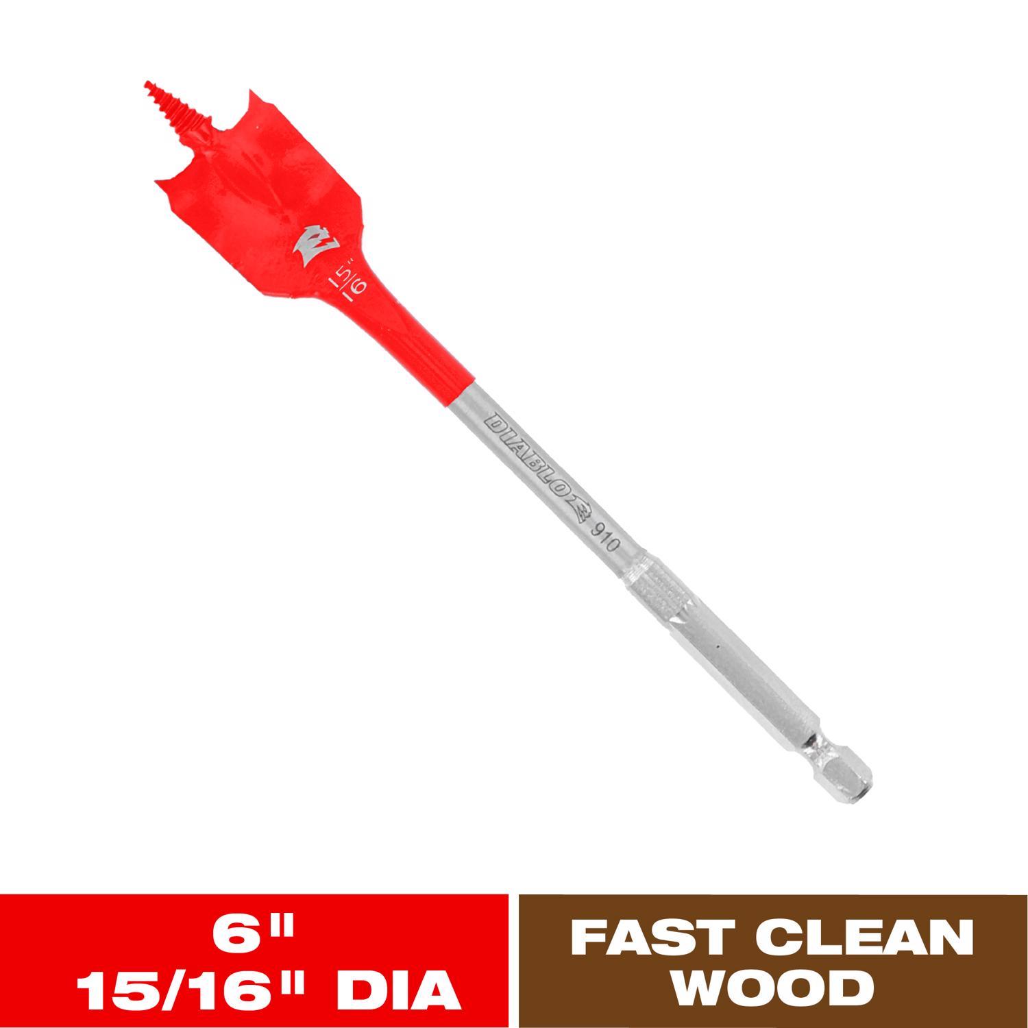 Diablo 15/16 in. X 6 in. L High Speed Steel Clean Wood Spade Bit Hex Shank 1 pk
