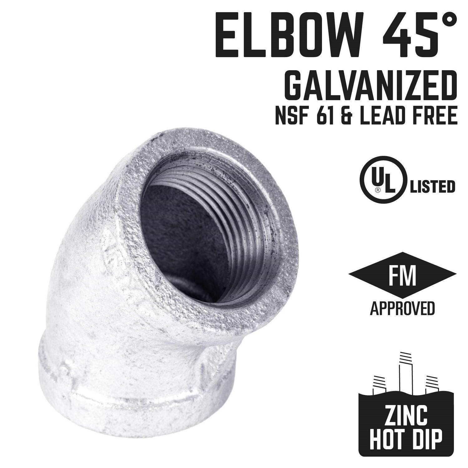 STZ Industries 2 in. FIP each X 2 in. D FIP Galvanized Malleable Iron 45 Degree Elbow