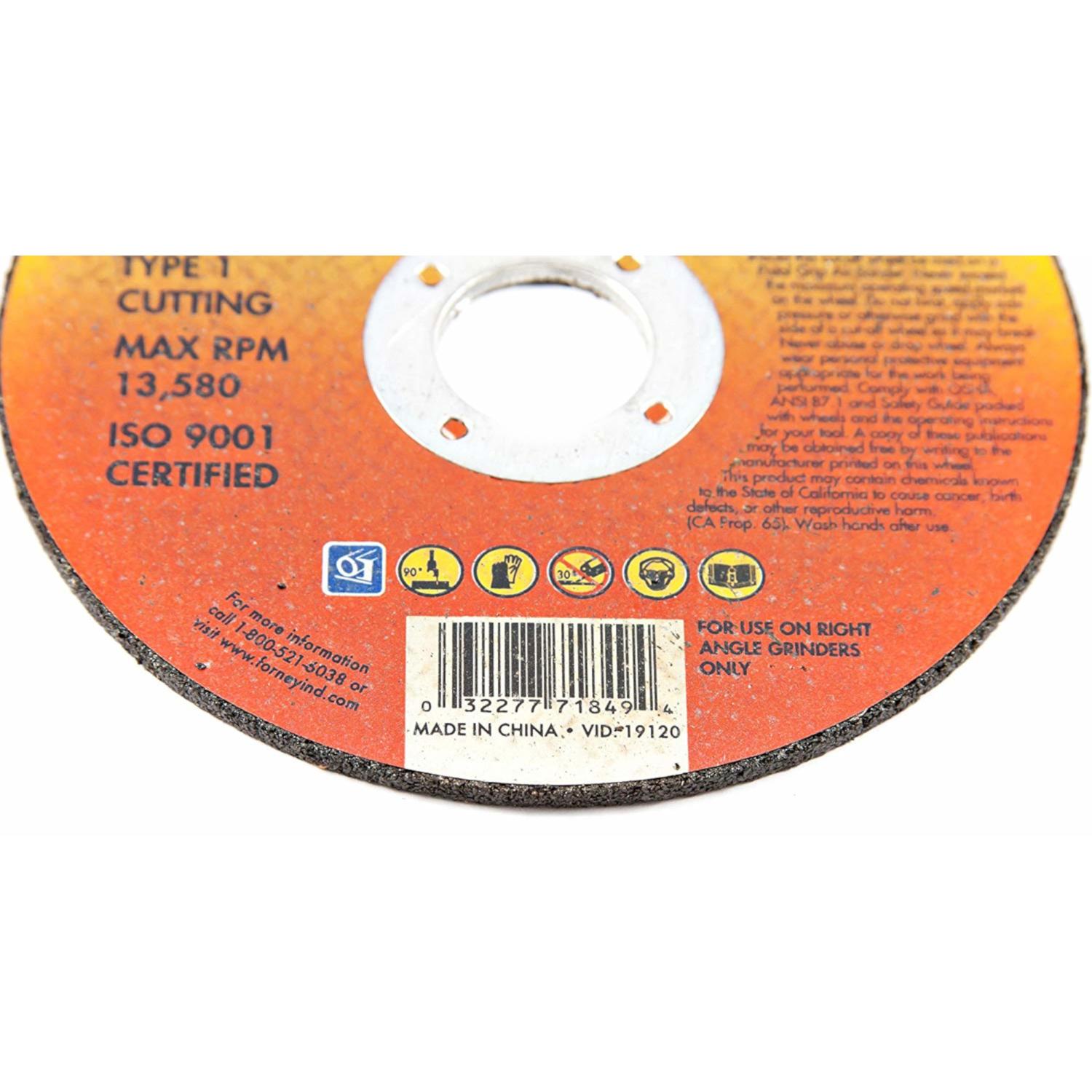 Forney 4-1/2 in. D X 7/8 in. X 1/8 in. thick Aluminum Oxide Metal Cut-Off Wheel 1 pc