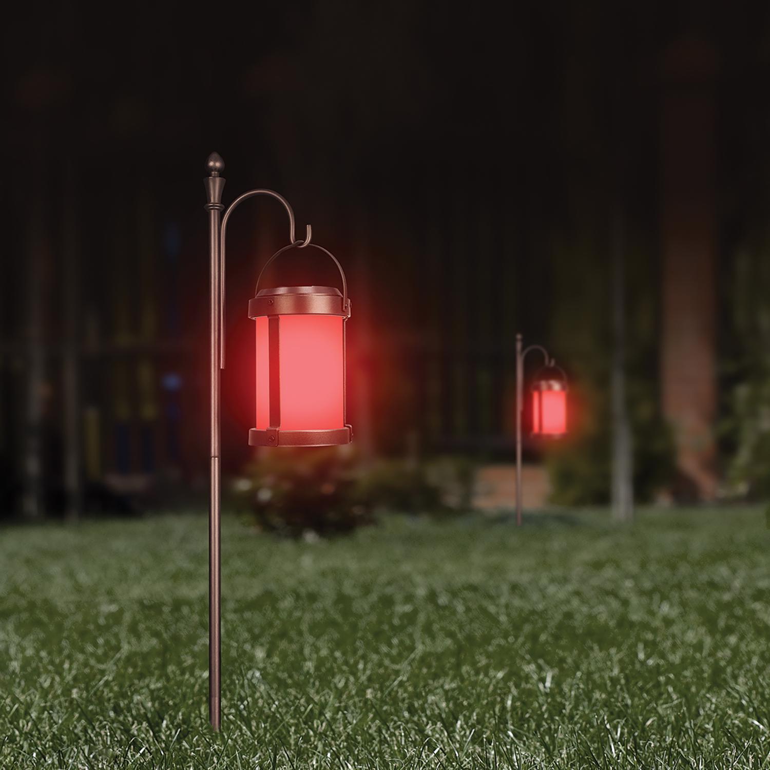 Feit OneSync 4 in. Solar Power Metal Round Bronze Hanging Lantern