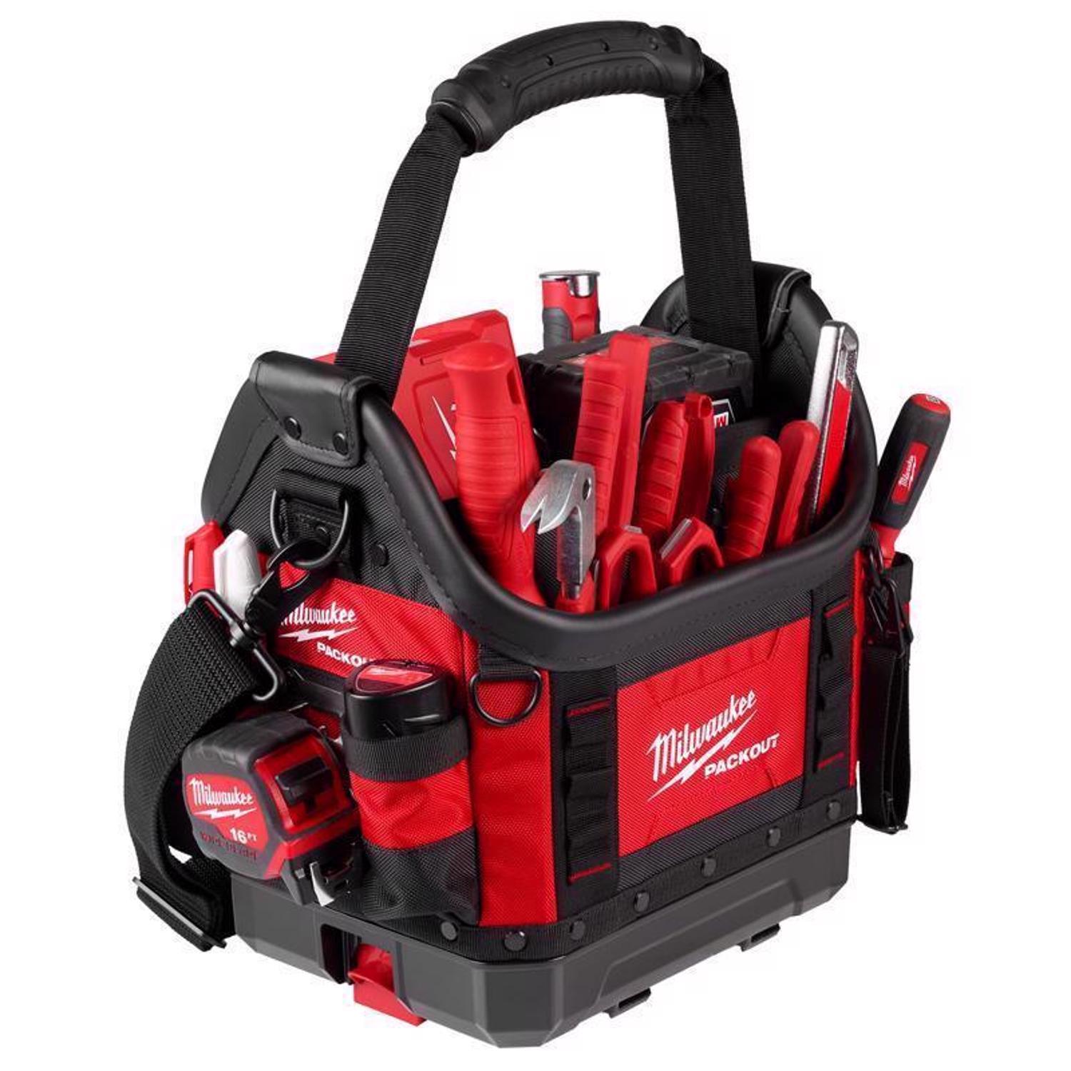 Milwaukee Packout 9.75 in. W X 19 in. H Ballistic Structured Tool Tote 35 pocket Black/Red 1 pc