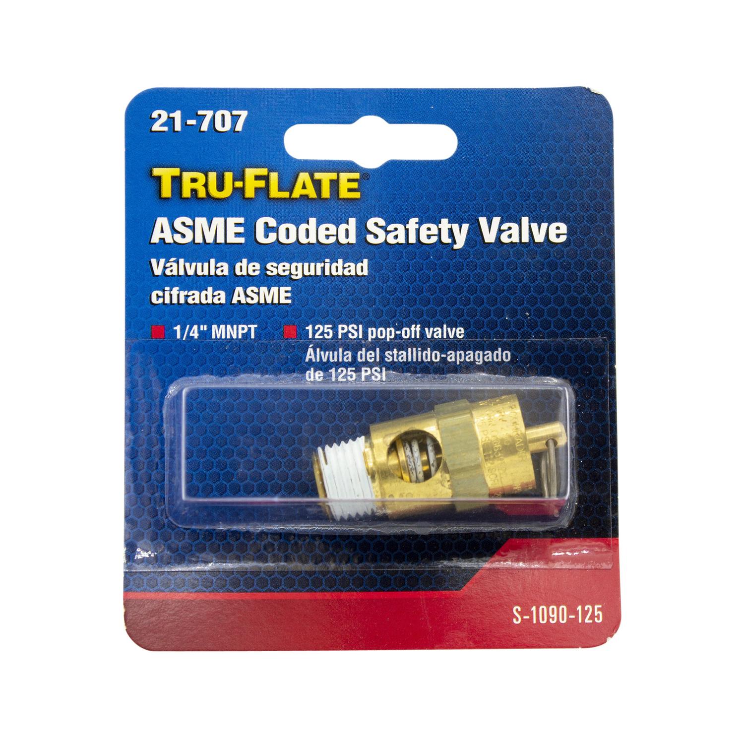 Tru-Flate Brass Safety Valve 1/4 in. Male 1 pc