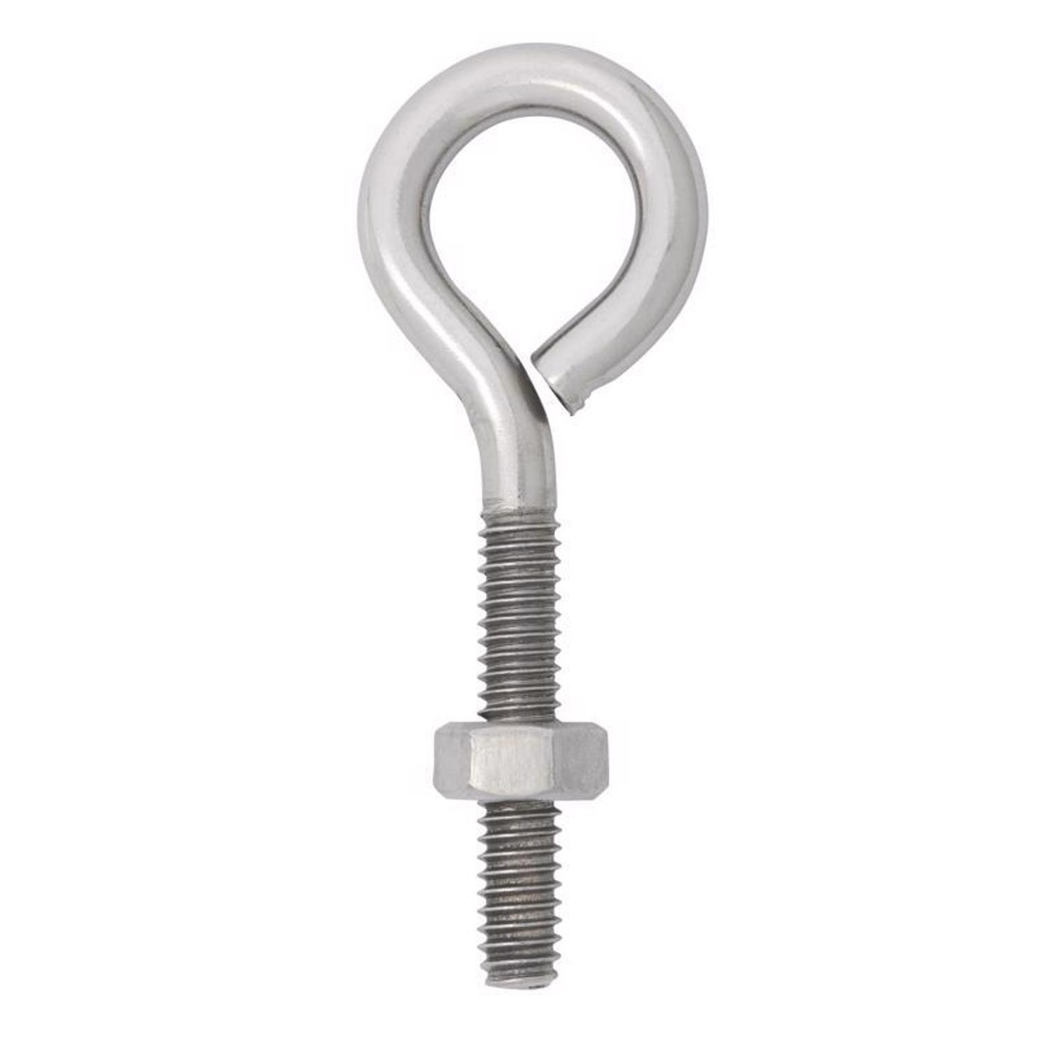 Hampton 1/4 in. X 2-5/8 in. L Stainless Stainless Steel Eyebolt Nut Included