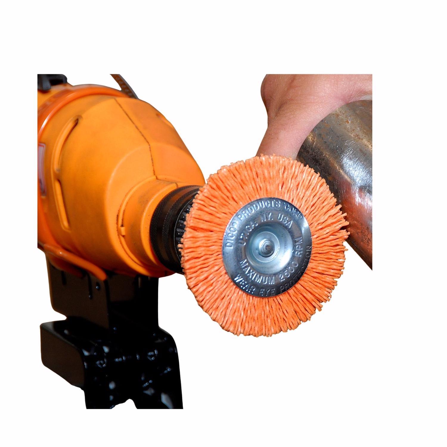 Dico Nyalox 4 in. Medium Crimped Mandrel Mounted Wheel Brush Nylon 2500 rpm 1 pc