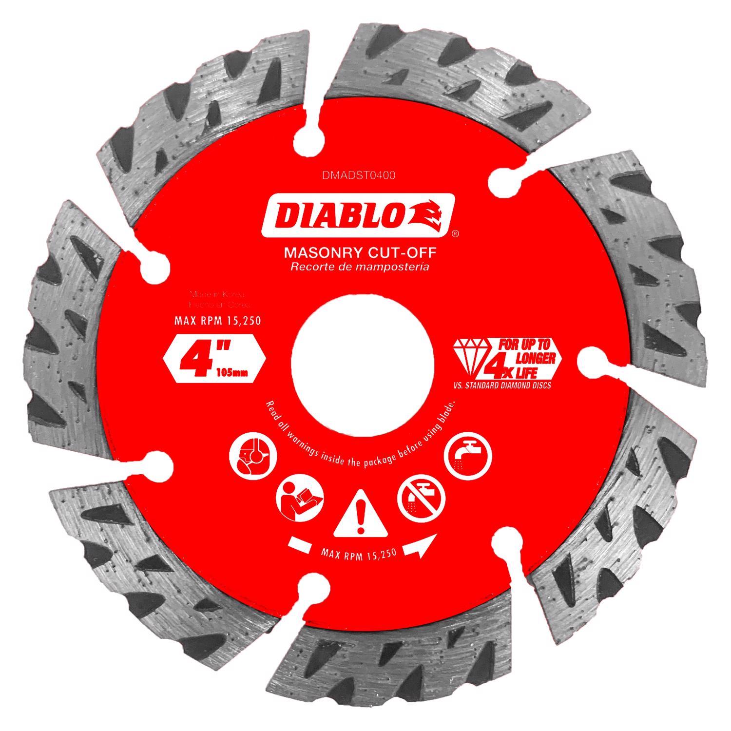 Diablo 4 in. D X 7/8 in. X.094 in. thick Diamond Segmented Turbo Masonry Cut-Off Disc